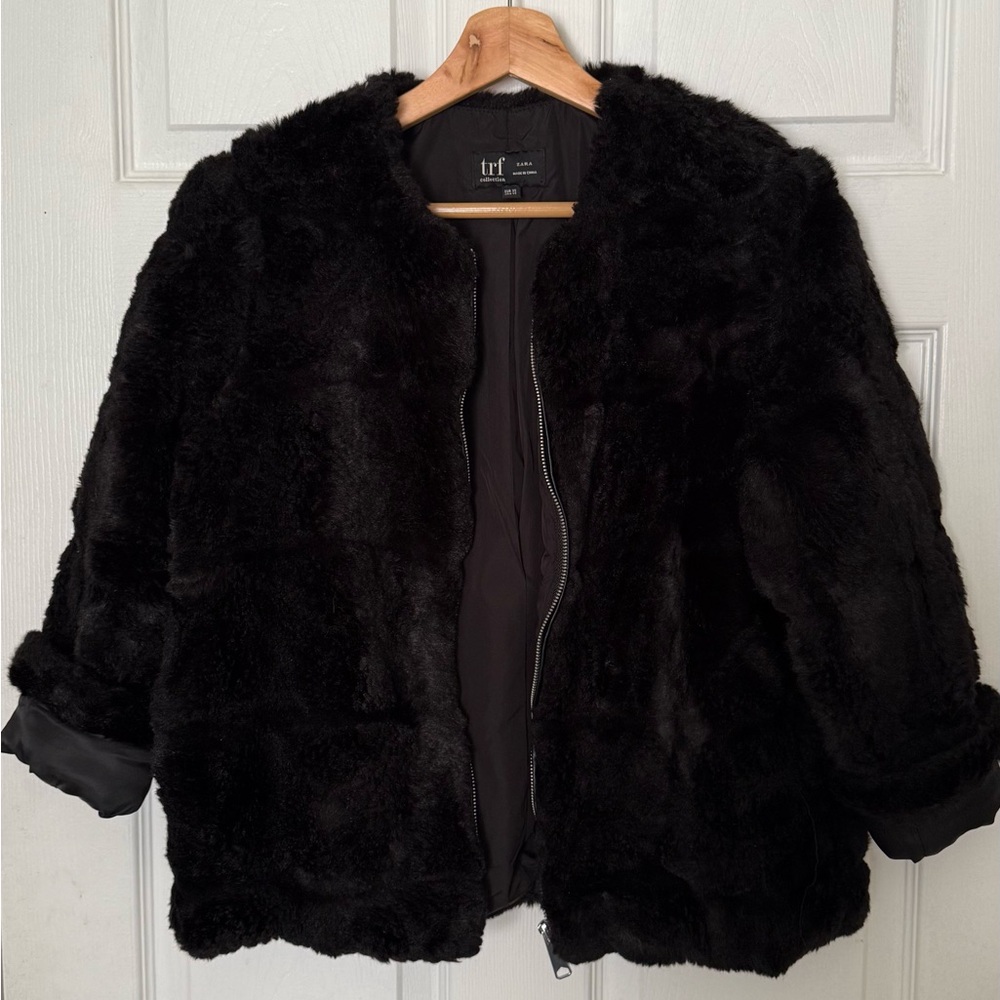 Zara Plush Black Teddy Jacket